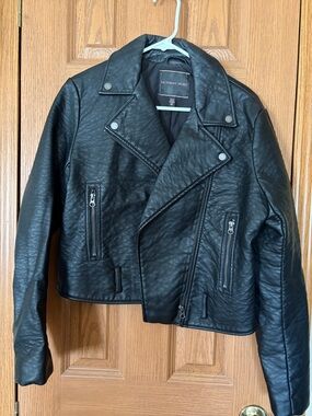Victoria's Secret Black Faux Leather Moto Jacket